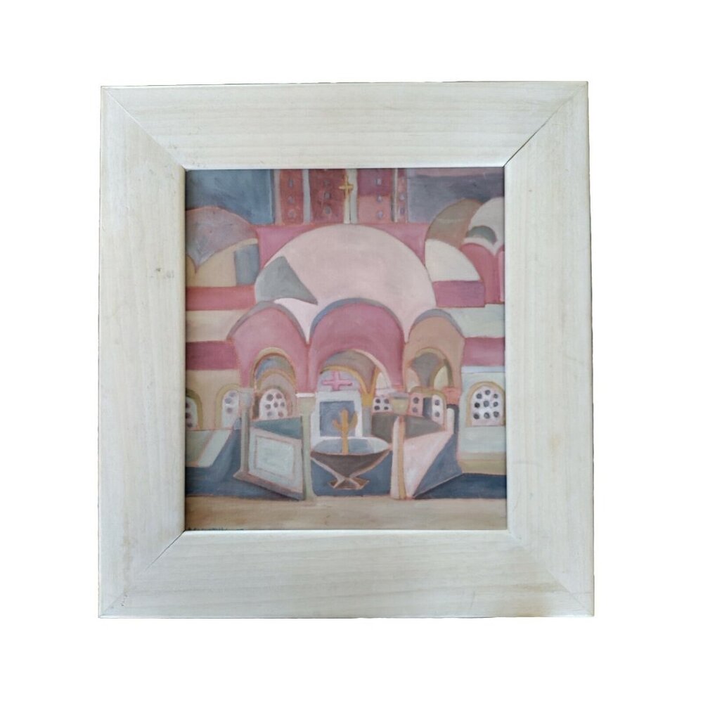 Lillian Delevoryas~Signed 17.5"x 16" Oil Painting Framed  Papaloukas Ayion Oros